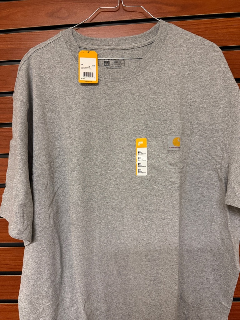 Carhartt Gray Short-Sleeve Pocket T-Shirt with Logo Patch